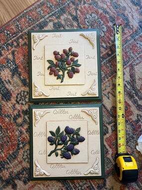 Vintage Sunoma Resin Fruit Plaques Tart and Cobbler Berries Wall Decor Set of 2